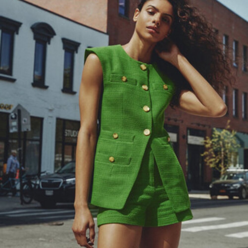Veronica Beard Sleeveless Vest & Short MATCHING SET- Green, Size 2